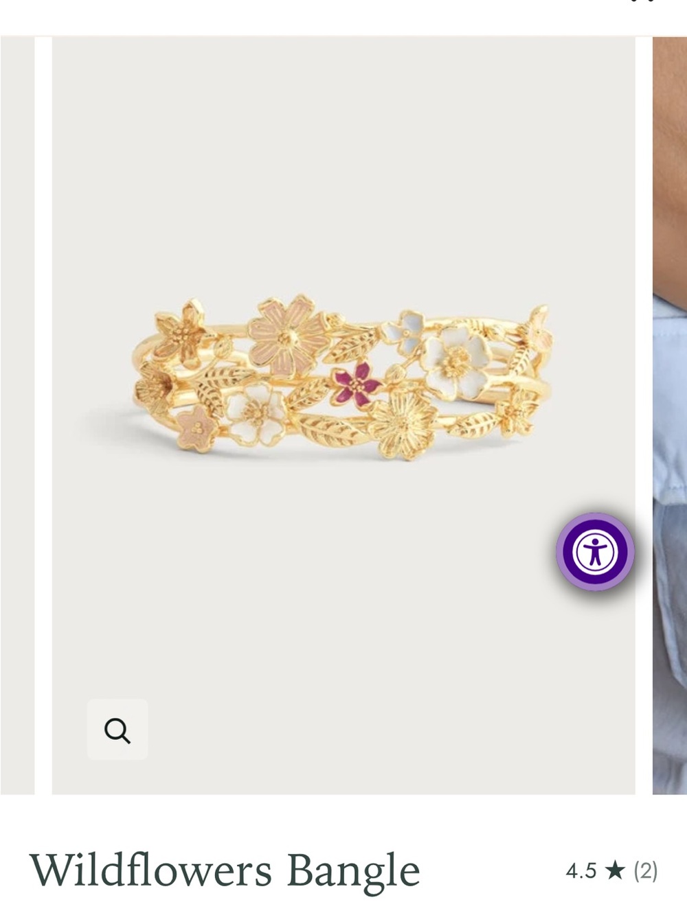 Annabel Aram Wildflowers Gold Floral Bangle Bracelet - Pink & White Accents
